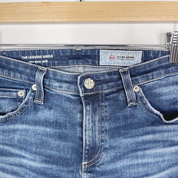 AG Womens 28 Legging Ankle Super Skinny Jeans Denim 10 Year Heirloom Distressed - Picture 9 of 11